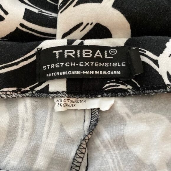 Tribal Stretch Extensible Black and White Capris Womens 6 P - Picture 5 of 6